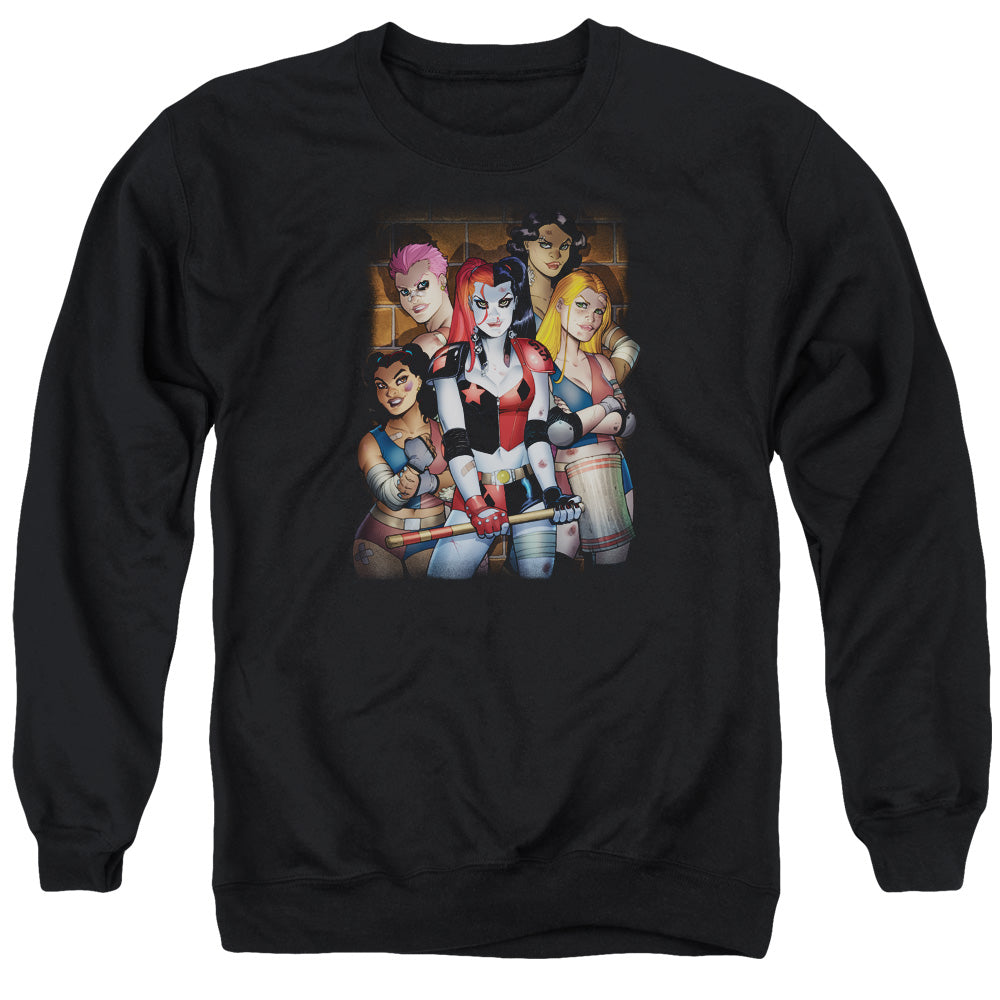 AN OFFCIALLY LICENSED BATMAN BAD GIRLS ADULT UNISEX CREWNECK SWEATSHIRT BLACK