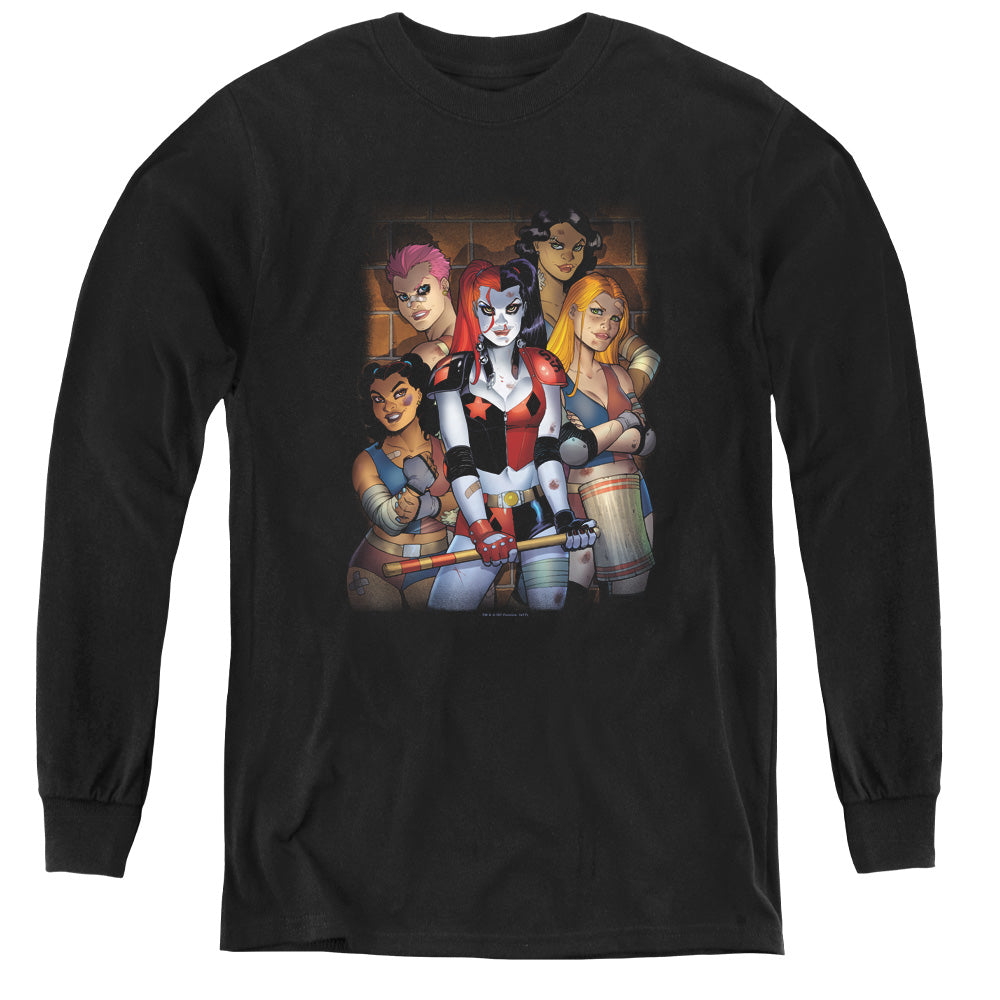 AN OFFCIALLY LICENSED BATMAN BAD GIRLS YOUTH LONG SLEEVE T-SHIRT BLACK