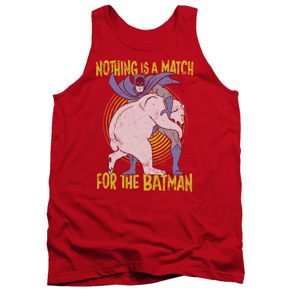 AN OFFCIALLY LICENSED BATMAN BEAR WRASTLING ADULT UNISEX TANK TOP RED