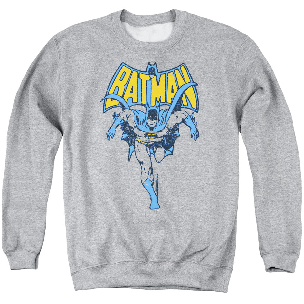AN OFFCIALLY LICENSED BATMAN VINTAGE RUN ADULT UNISEX CREWNECK SWEATSHIRT ATHLETIC HEATHER