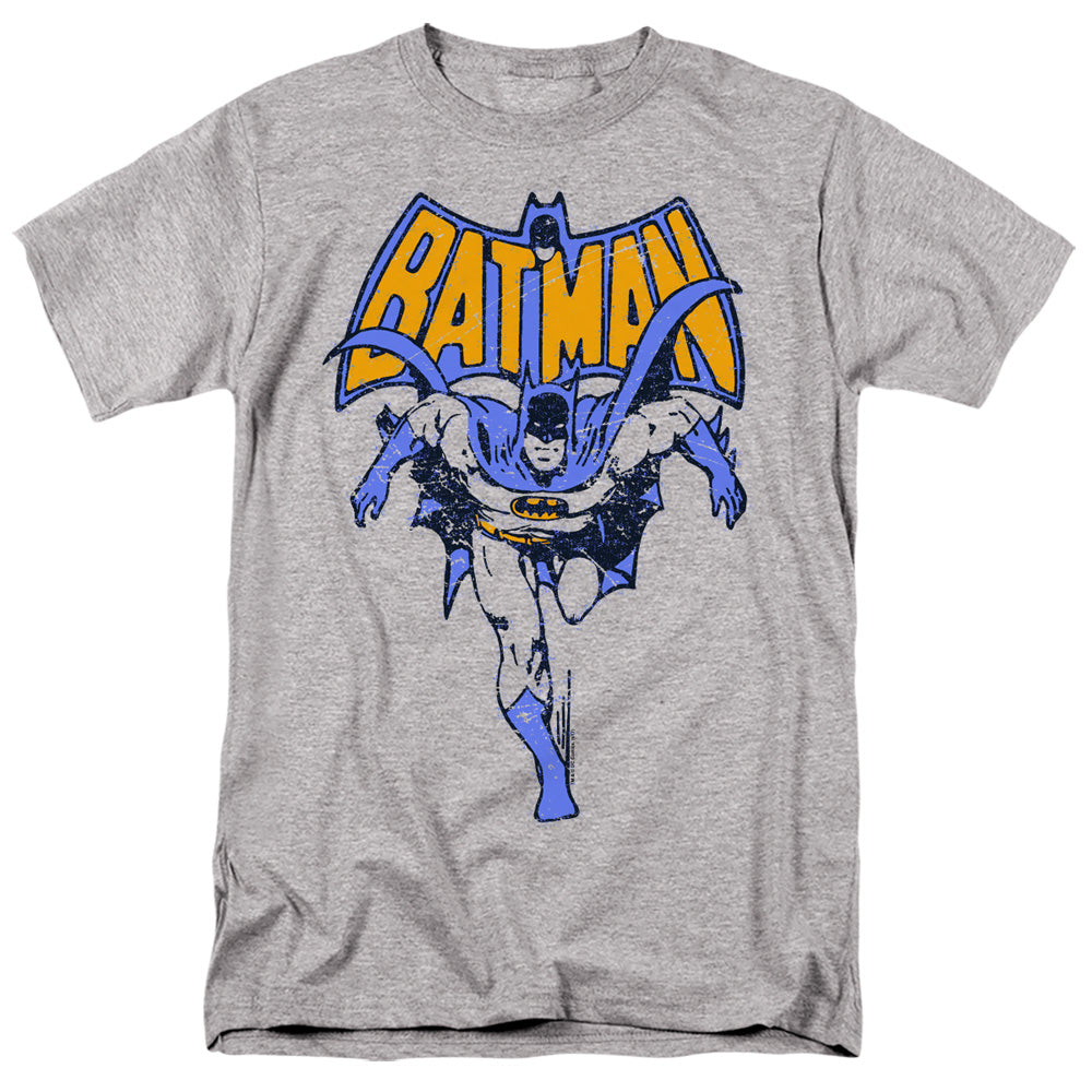 AN OFFCIALLY LICENSED BATMAN VINTAGE RUN MEN'S REGULAR FIT T-SHIRT ATHLETIC HEATHER