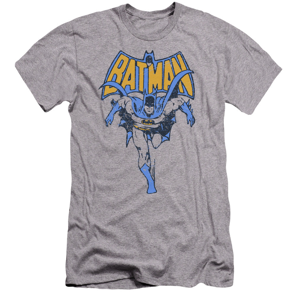 AN OFFCIALLY LICENSED BATMAN VINTAGE RUN MEN'S PREMIUM SLIM FIT T-SHIRT ATHLETIC HEATHER