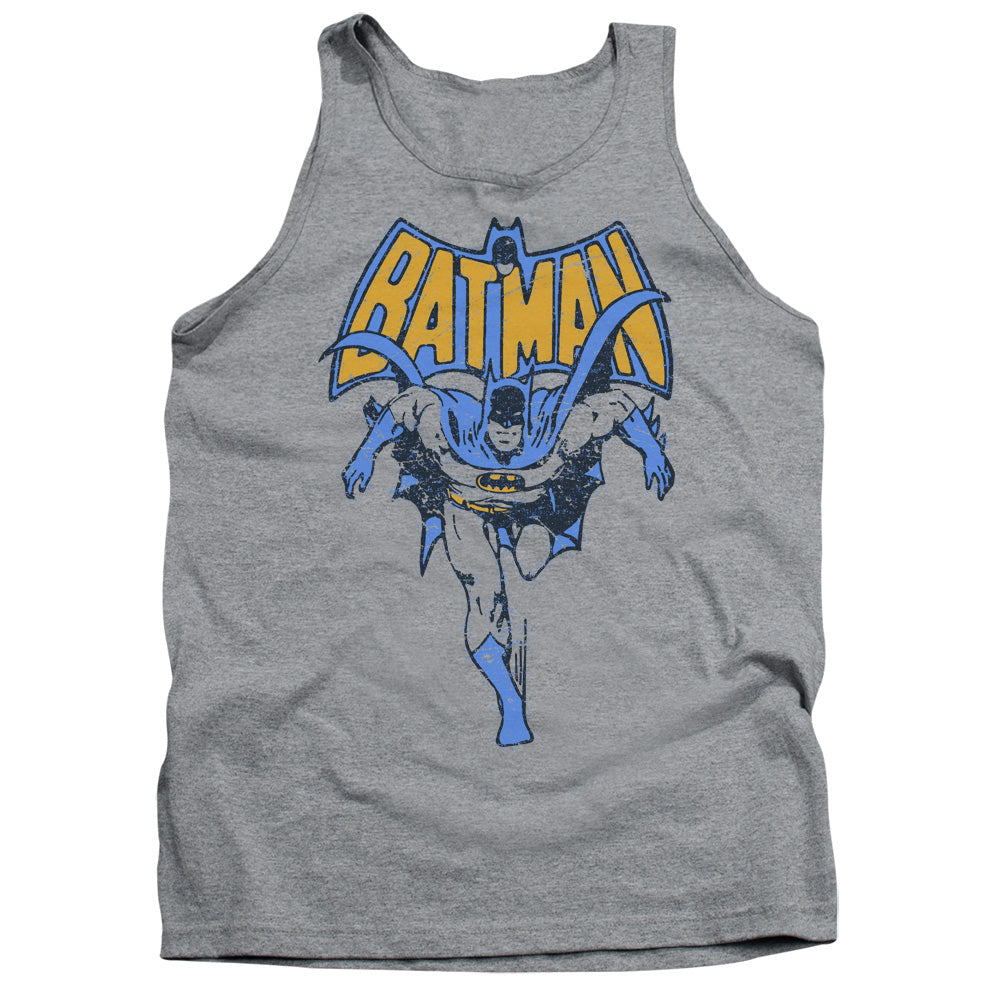 AN OFFCIALLY LICENSED BATMAN VINTAGE RUN ADULT UNISEX TANK TOP ATHLETIC HEATHER