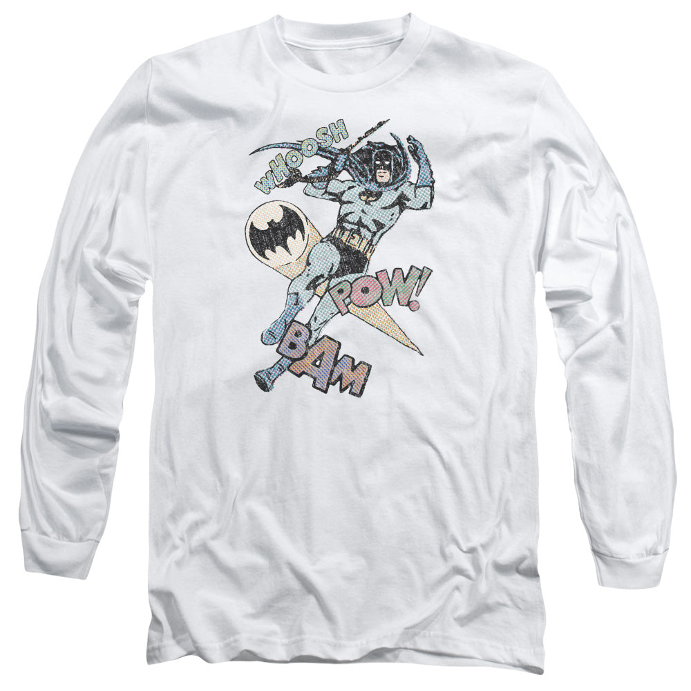 AN OFFCIALLY LICENSED BATMAN HALFTONE SWING MEN'S LONG SLEEVE T-SHIRT WHITE