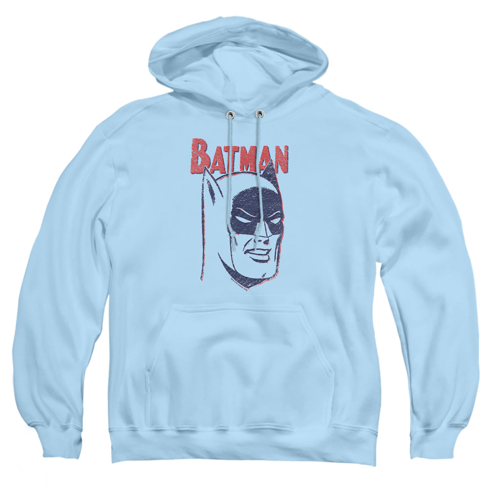 AN OFFCIALLY LICENSED BATMAN CRAYON MAN ADULT UNISEX PULLOVER HOODIE LIGHT BLUE
