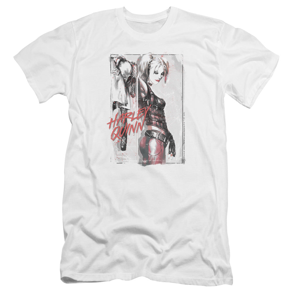 AN OFFCIALLY LICENSED BATMAN INK WASH HARLEY MEN'S PREMIUM SLIM FIT T-SHIRT WHITE