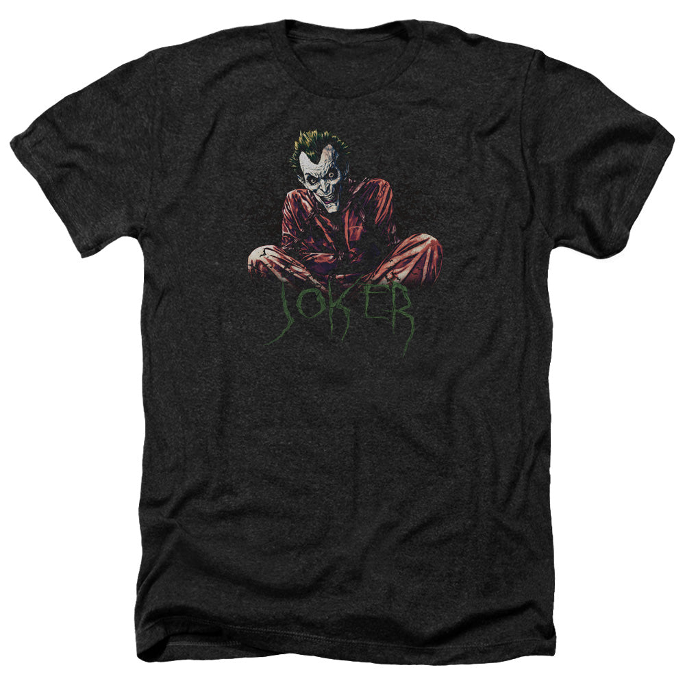 AN OFFCIALLY LICENSED BATMAN STRAIGHT JACKET MEN'S HEATHER T-SHIRT CHARCOAL