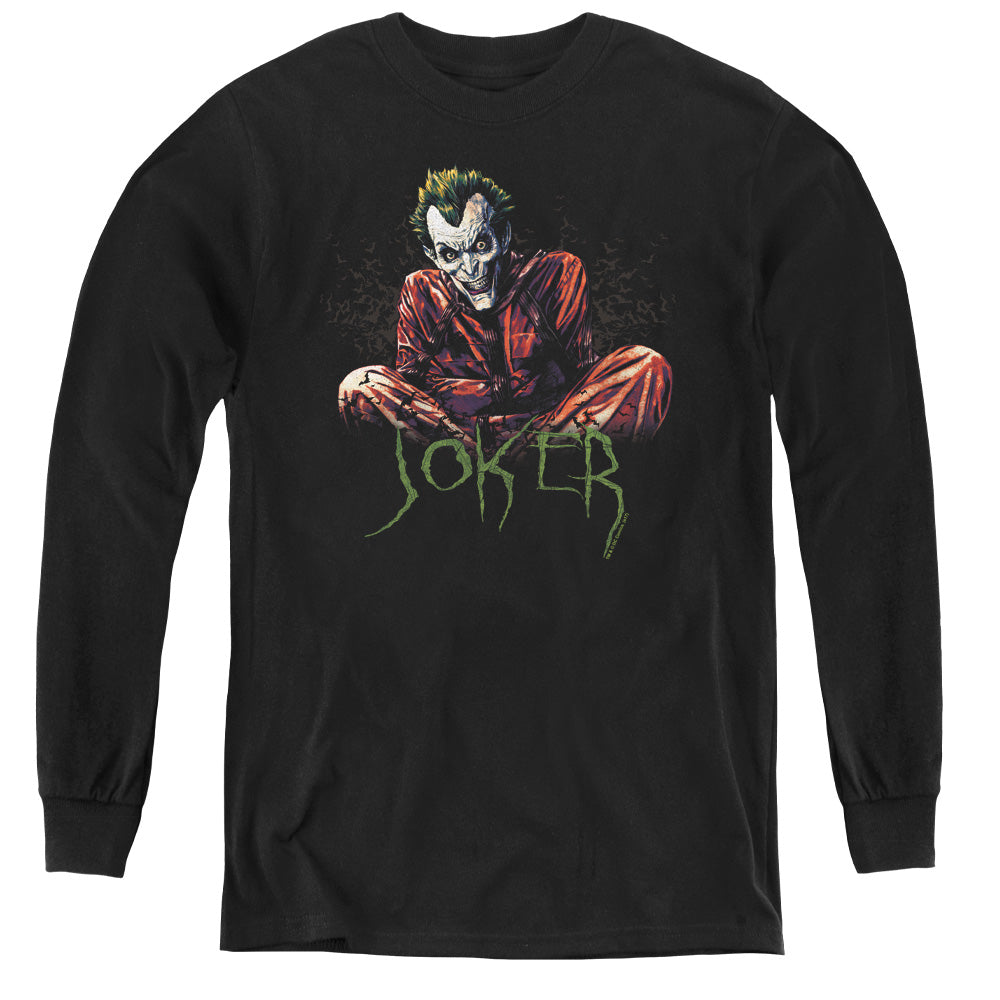 AN OFFCIALLY LICENSED BATMAN STRAIGHT JACKET YOUTH LONG SLEEVE T-SHIRT BLACK