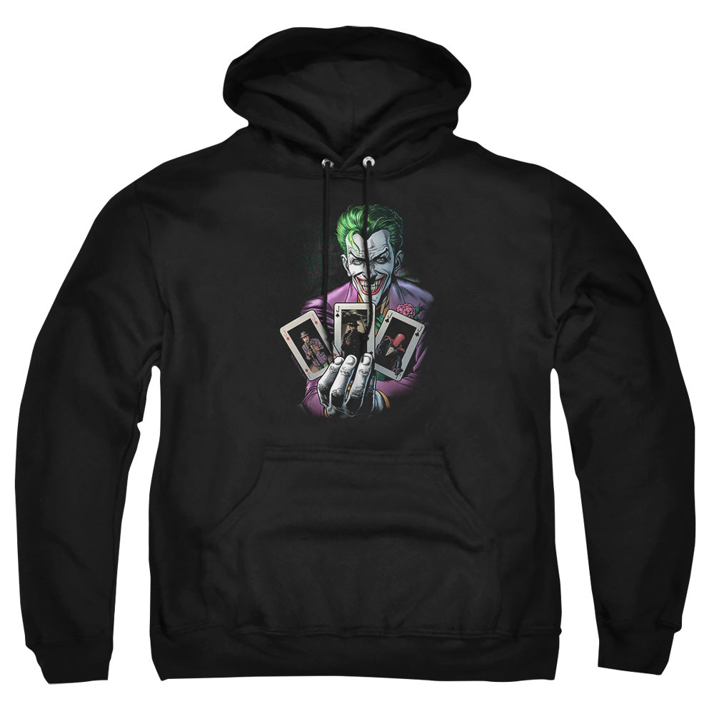AN OFFCIALLY LICENSED BATMAN 3 OF A KIND ADULT UNISEX PULLOVER HOODIE BLACK