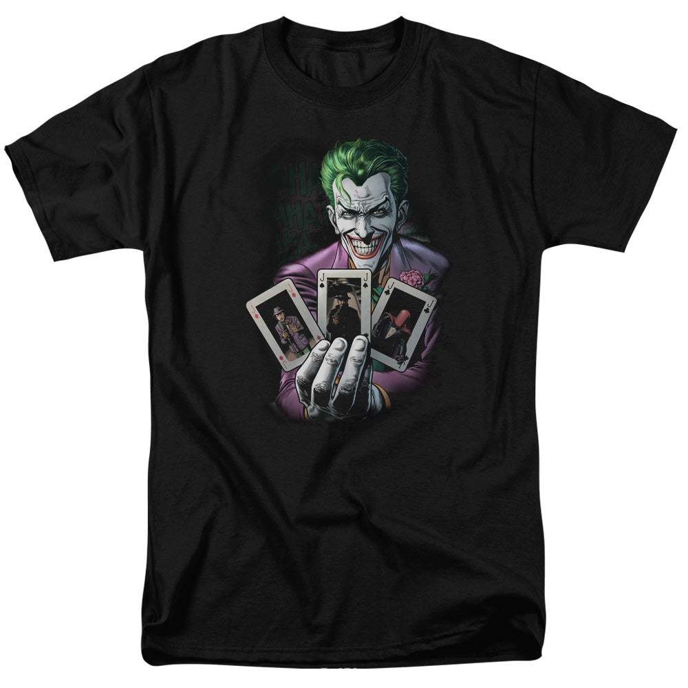 AN OFFCIALLY LICENSED BATMAN 3 OF A KIND MEN'S REGULAR FIT T-SHIRT BLACK
