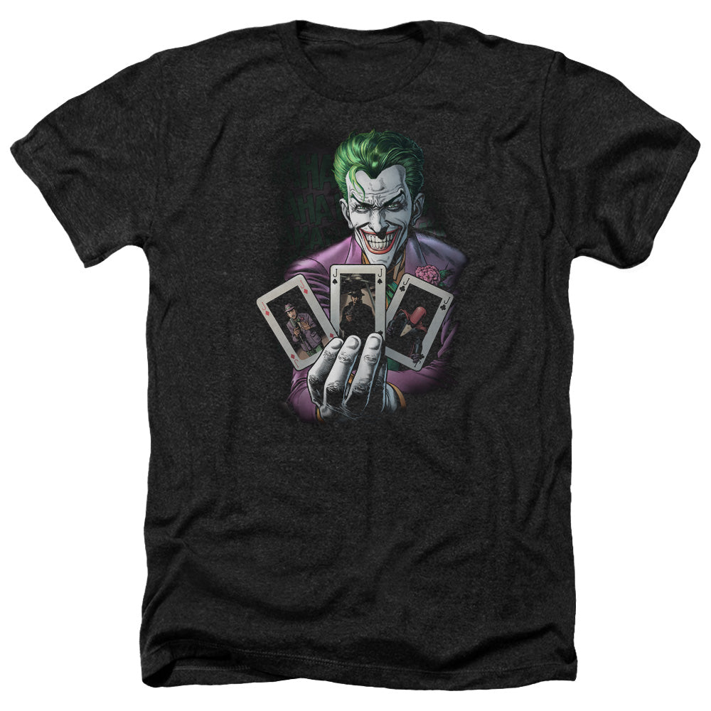 AN OFFCIALLY LICENSED BATMAN 3 OF A KIND MEN'S HEATHER T-SHIRT CHARCOAL