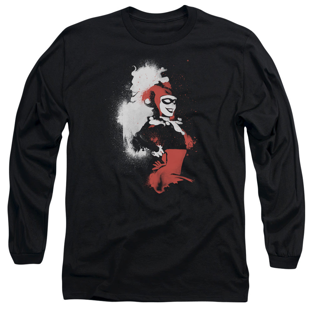 AN OFFCIALLY LICENSED BATMAN SPLATTERED COUPLE MEN'S LONG SLEEVE T-SHIRT BLACK