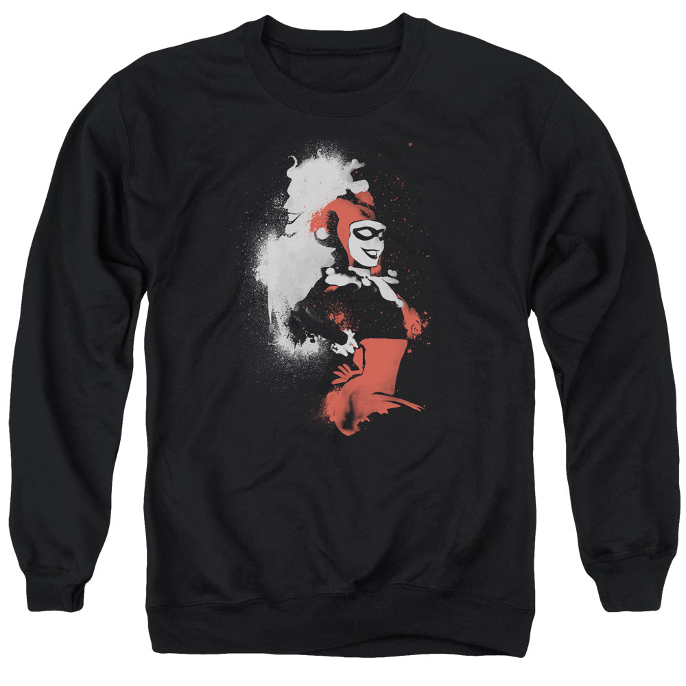 AN OFFCIALLY LICENSED BATMAN SPLATTERED COUPLE ADULT UNISEX CREWNECK SWEATSHIRT BLACK