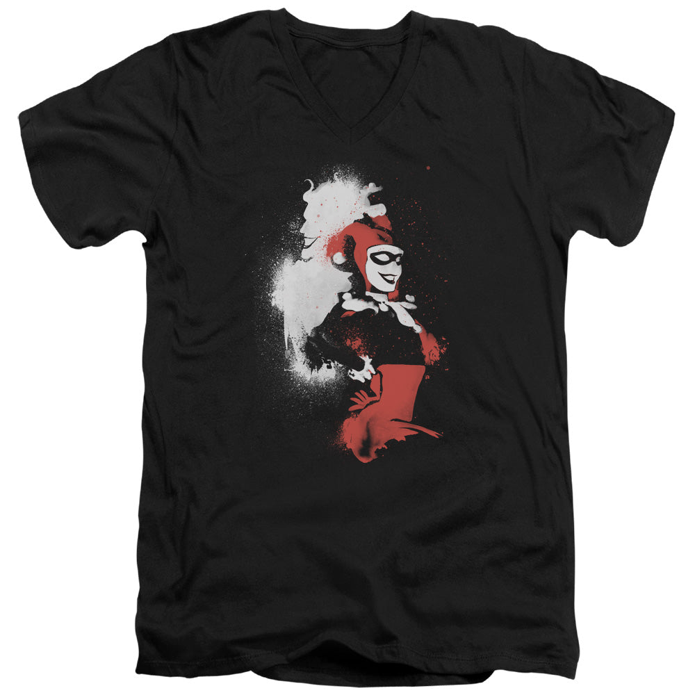AN OFFCIALLY LICENSED BATMAN SPLATTERED COUPLE MEN'S V-NECK T-SHIRT BLACK