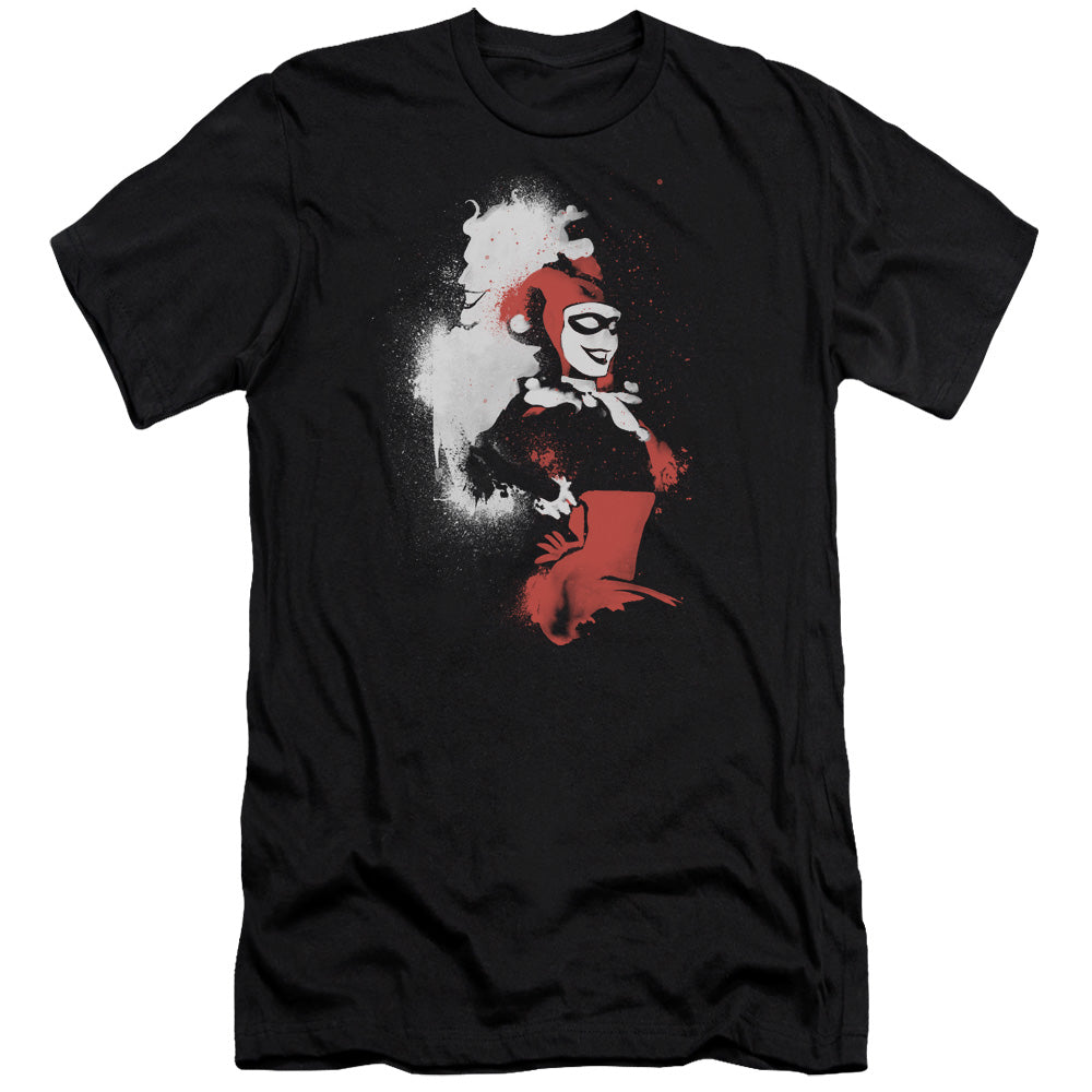 AN OFFCIALLY LICENSED BATMAN SPLATTERED COUPLE MEN'S PREMIUM SLIM FIT T-SHIRT BLACK