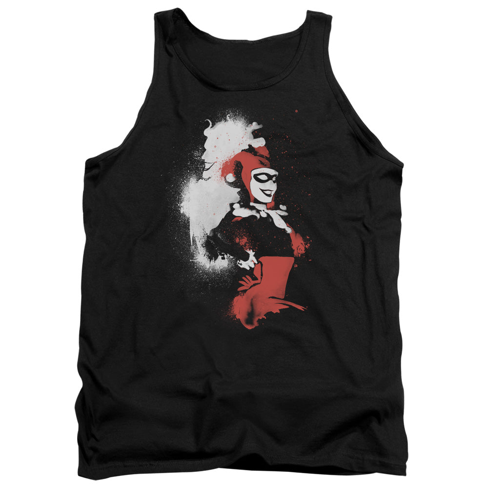 AN OFFCIALLY LICENSED BATMAN SPLATTERED COUPLE ADULT UNISEX TANK TOP BLACK