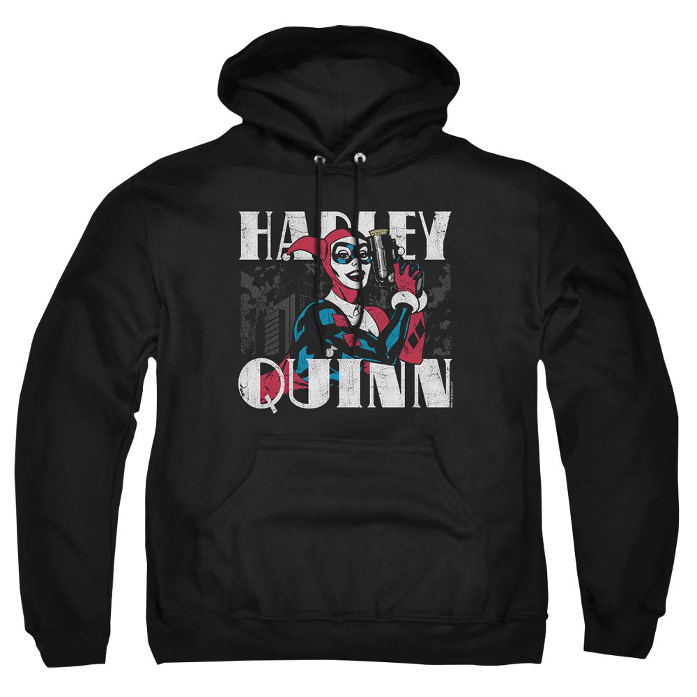 AN OFFCIALLY LICENSED BATMAN HARLEY BOLD ADULT UNISEX PULLOVER HOODIE BLACK
