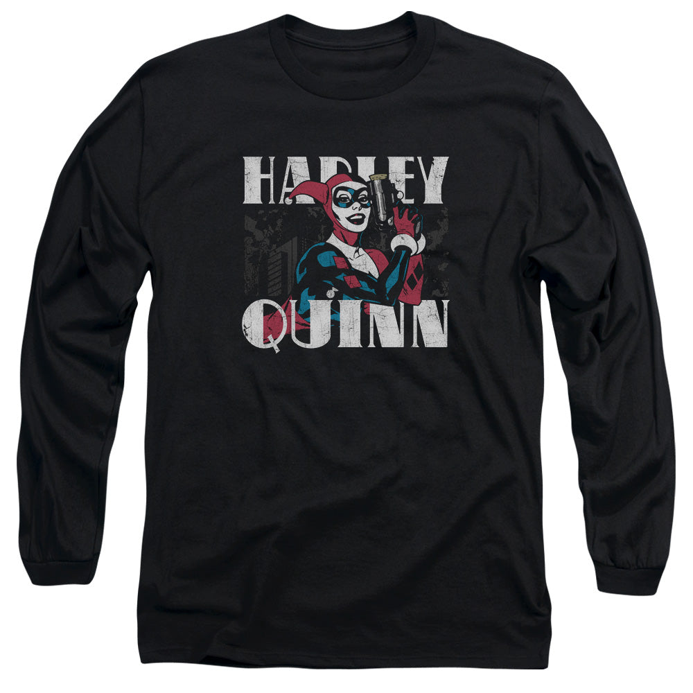AN OFFCIALLY LICENSED BATMAN HARLEY BOLD MEN'S LONG SLEEVE T-SHIRT BLACK