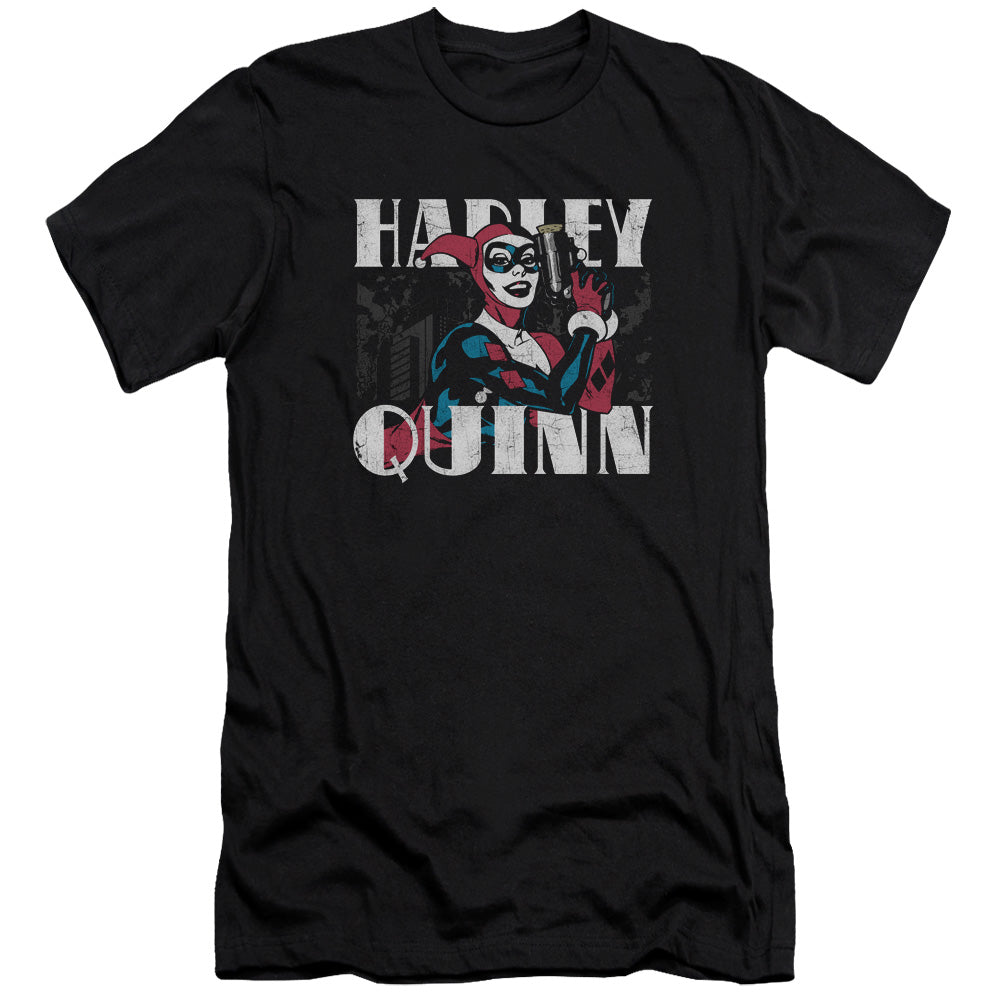 AN OFFCIALLY LICENSED BATMAN HARLEY BOLD MEN'S PREMIUM SLIM FIT T-SHIRT BLACK