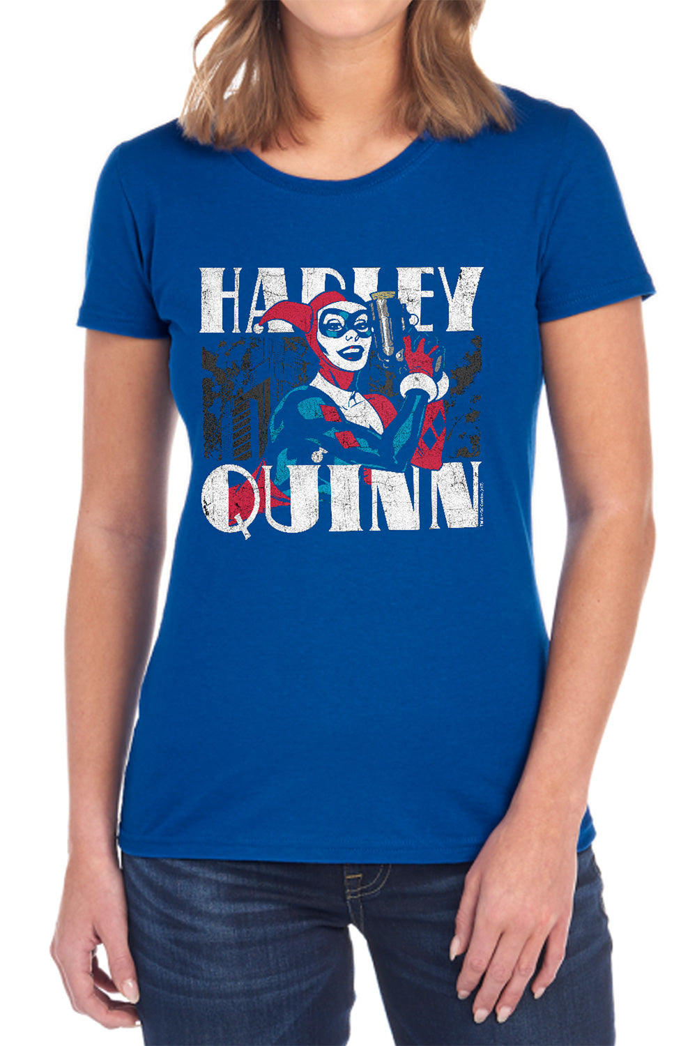 AN OFFCIALLY LICENSED BATMAN HARLEY BOLD WOMEN'S REGULAR FIT T-SHIRT BLACK