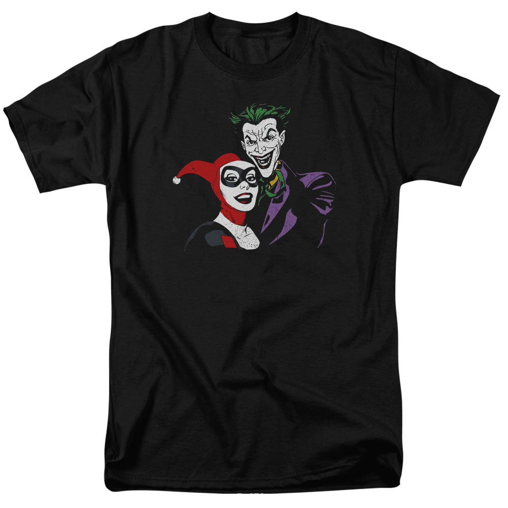 AN OFFCIALLY LICENSED BATMAN JOKER & HARLEY MEN'S REGULAR FIT T-SHIRT BLACK