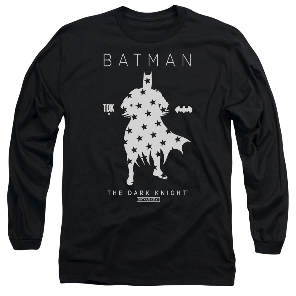 AN OFFCIALLY LICENSED BATMAN STAR SILHOUETTE MEN'S LONG SLEEVE T-SHIRT BLACK