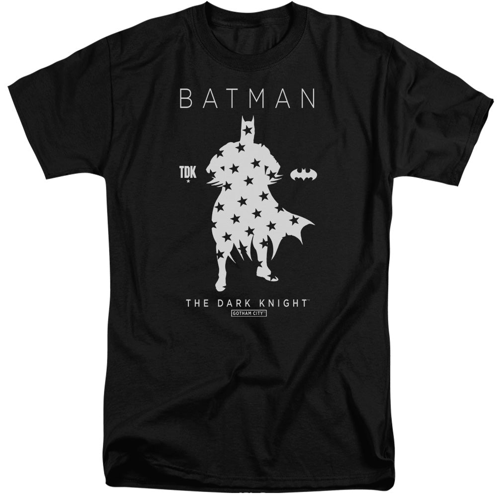 AN OFFCIALLY LICENSED BATMAN STAR SILHOUETTE MEN'S TALL FIT T-SHIRT BLACK