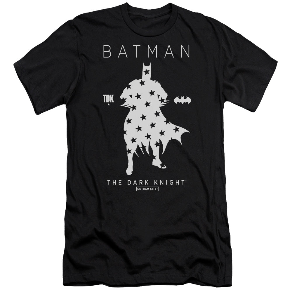 AN OFFCIALLY LICENSED BATMAN STAR SILHOUETTE MEN'S PREMIUM SLIM FIT T-SHIRT BLACK