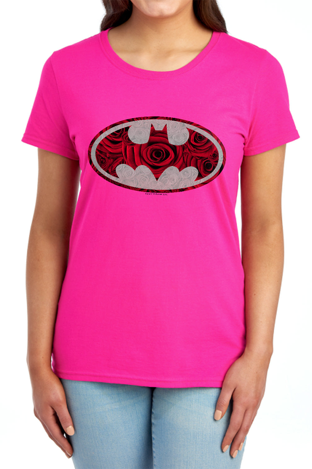 AN OFFCIALLY LICENSED BATMAN ROSEY SIGNAL WOMEN'S REGULAR FIT T-SHIRT RED