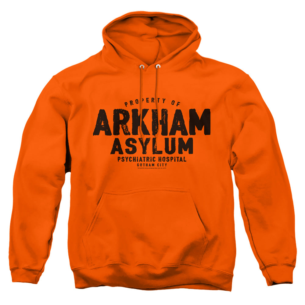 AN OFFCIALLY LICENSED BATMAN ARKHAM ASYLUM ADULT UNISEX PULLOVER HOODIE ORANGE