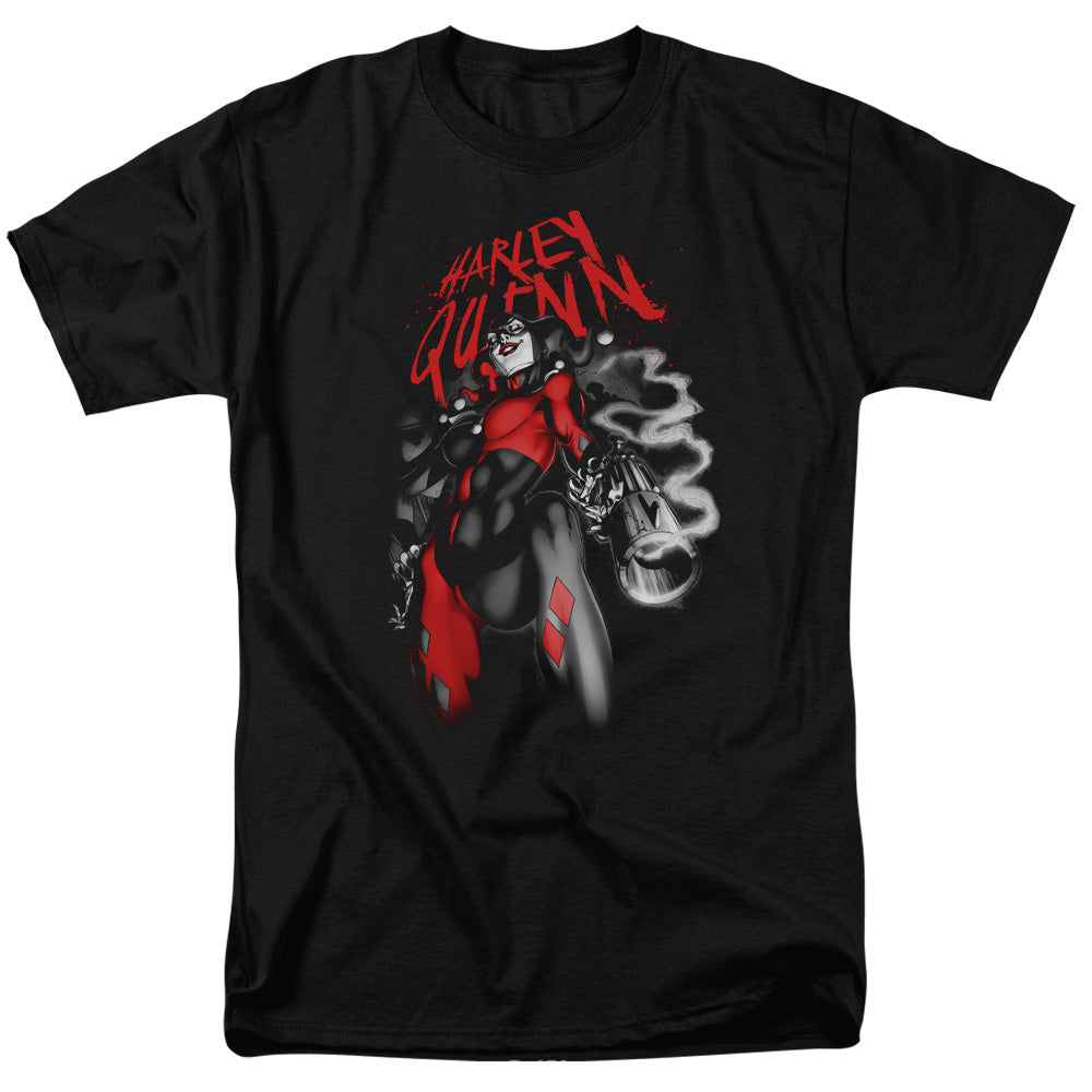 AN OFFCIALLY LICENSED BATMAN DOWN THE BARREL MEN'S REGULAR FIT T-SHIRT BLACK