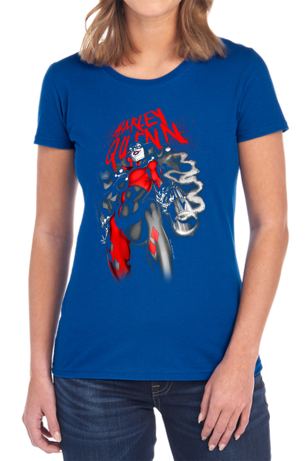 AN OFFCIALLY LICENSED BATMAN DOWN THE BARREL WOMEN'S REGULAR FIT T-SHIRT BLACK