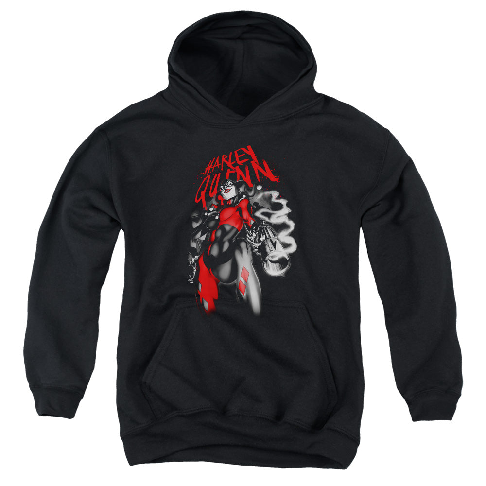 AN OFFCIALLY LICENSED BATMAN DOWN THE BARREL YOUTH HOODIE BLACK