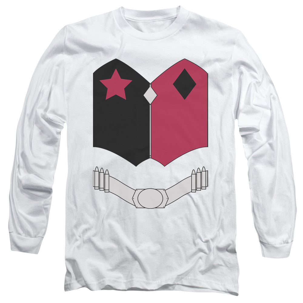 AN OFFCIALLY LICENSED BATMAN NEW HQ UNIFORM MEN'S LONG SLEEVE T-SHIRT WHITE