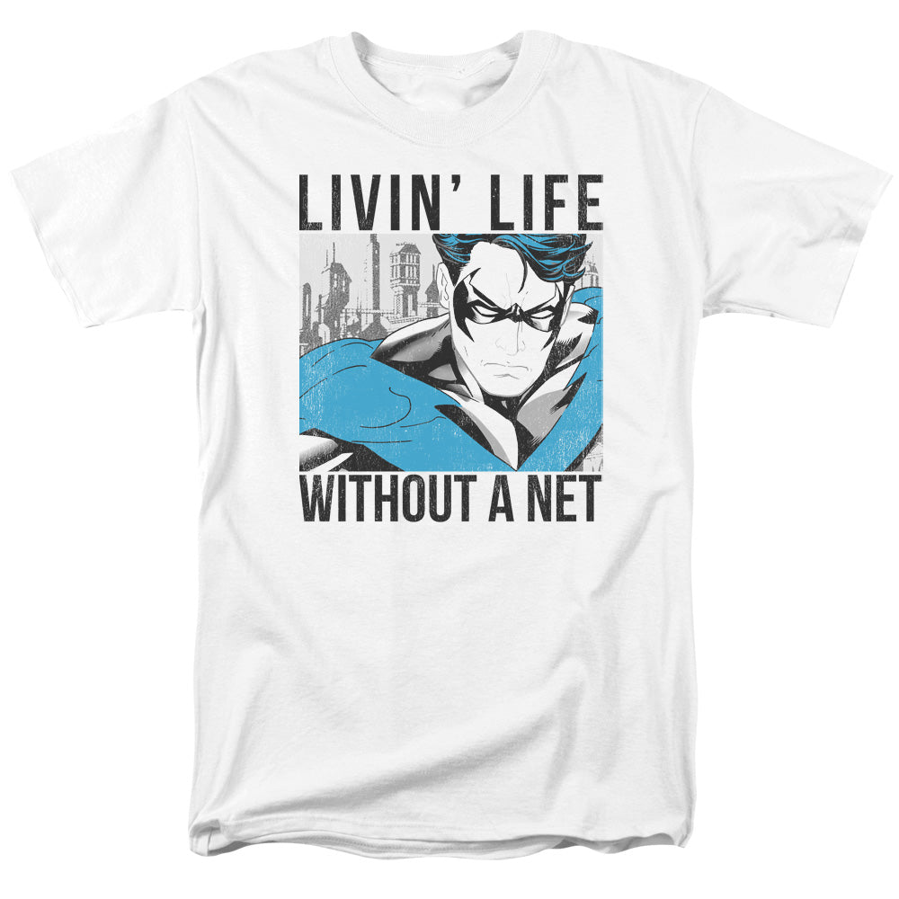 AN OFFCIALLY LICENSED BATMAN WITHOUT A NET MEN'S REGULAR FIT T-SHIRT WHITE