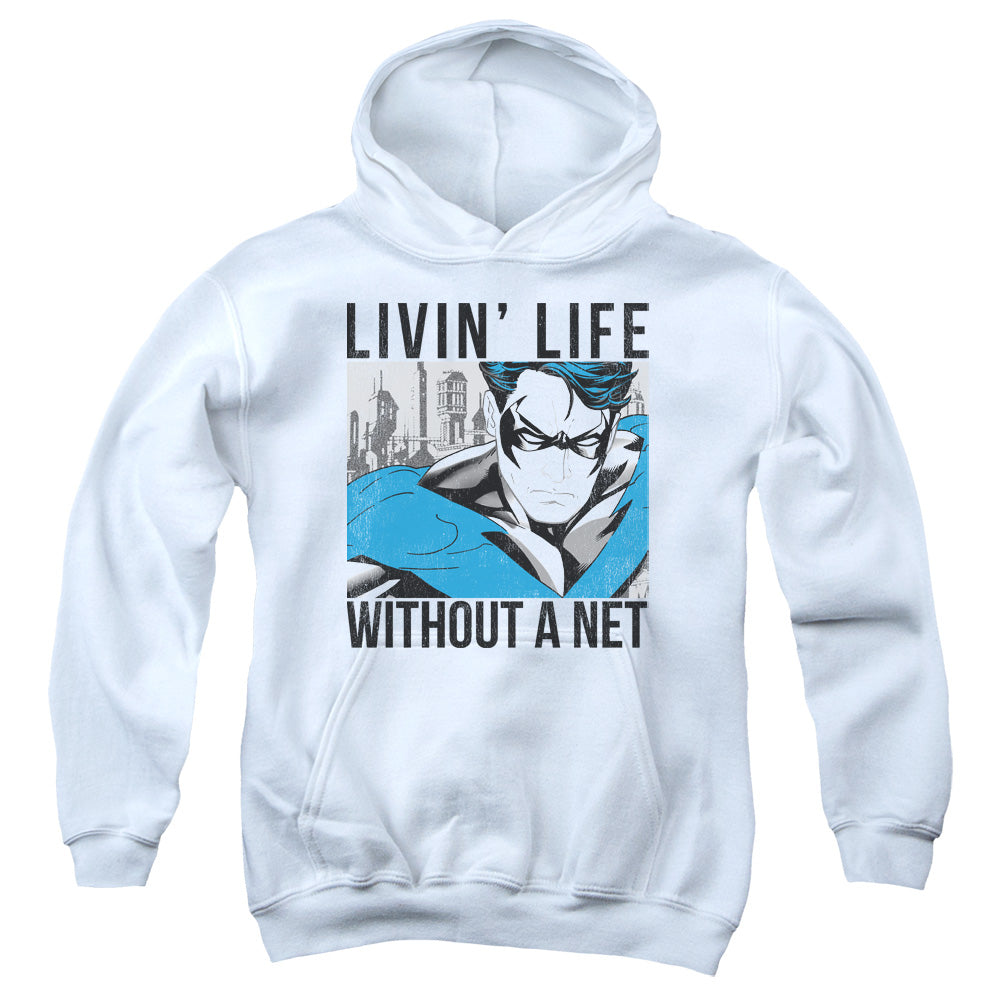 AN OFFCIALLY LICENSED BATMAN WITHOUT A NET YOUTH HOODIE WHITE