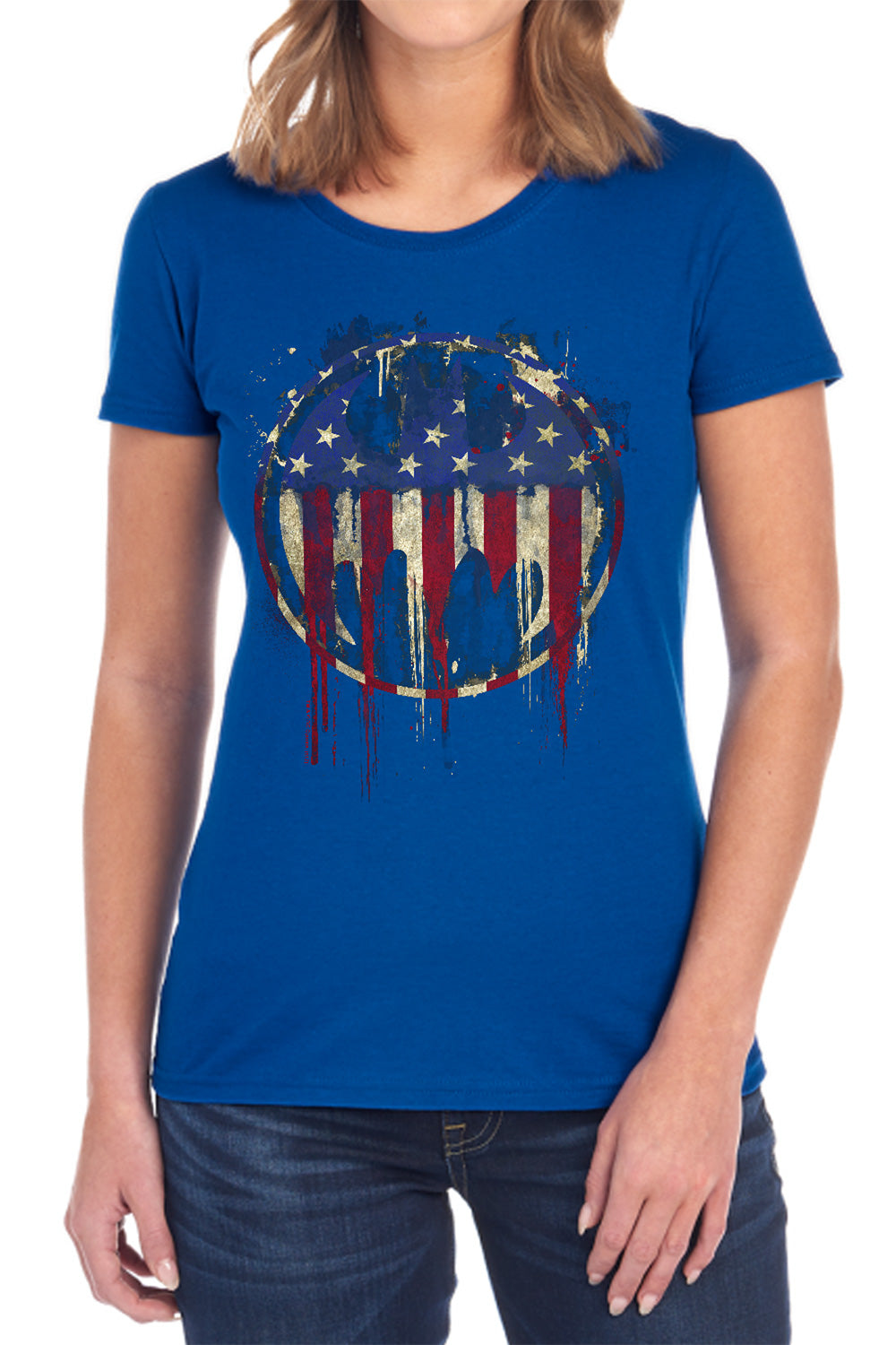 AN OFFCIALLY LICENSED BATMAN BLEEDING SIGNAL WOMEN'S REGULAR FIT T-SHIRT BLACK