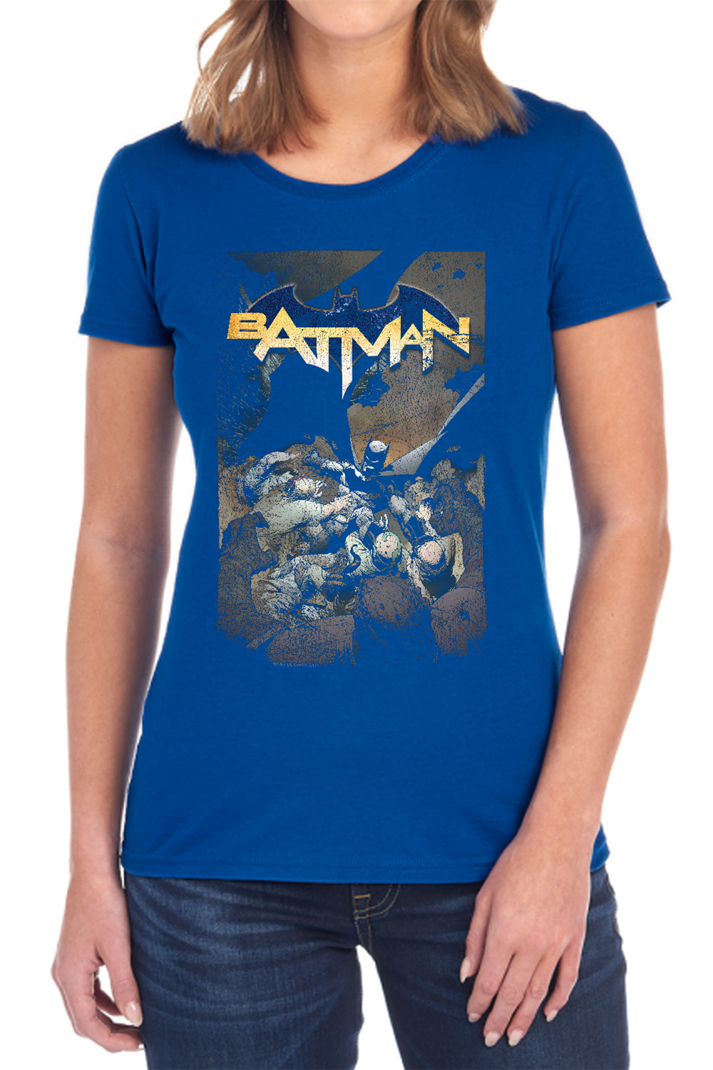AN OFFCIALLY LICENSED BATMAN BATMAN ONE WOMEN'S REGULAR FIT T-SHIRT BLACK