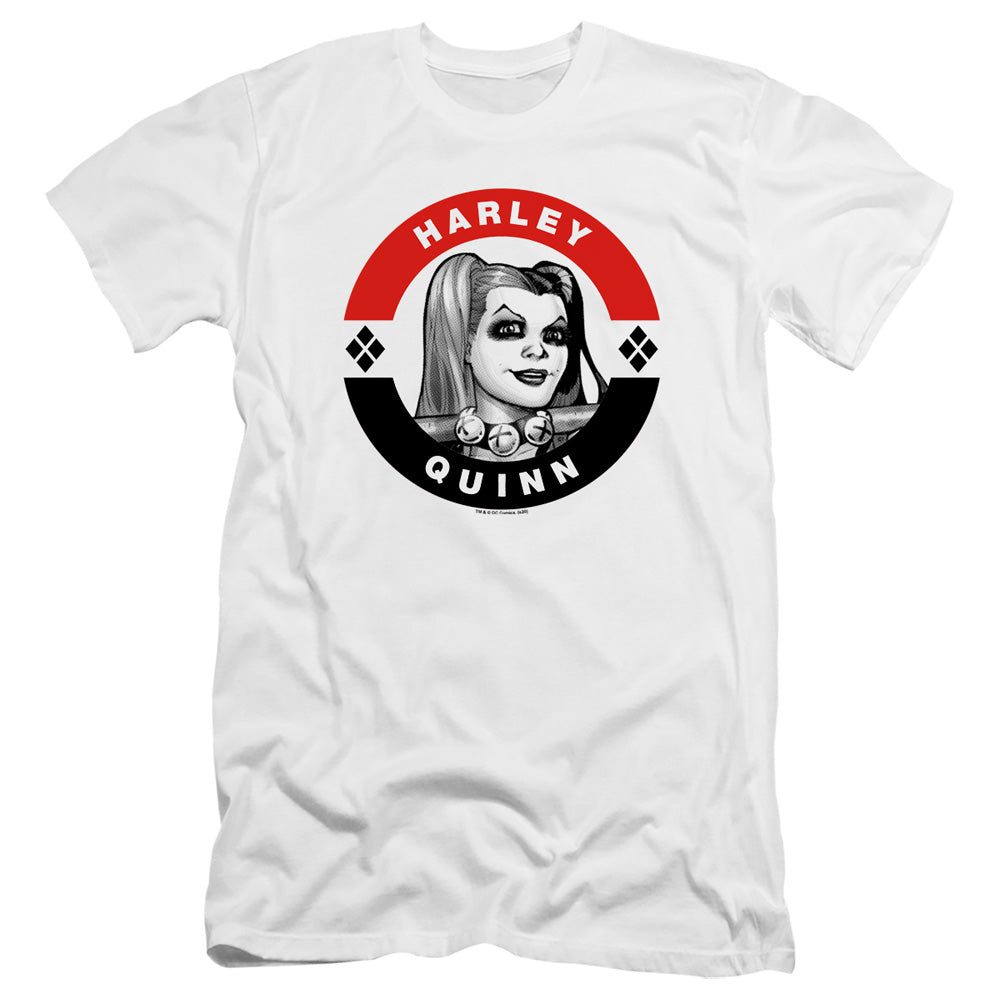 AN OFFCIALLY LICENSED BATMAN HARLEY PRESIDENT CIRCLE MEN'S PREMIUM SLIM FIT T-SHIRT WHITE