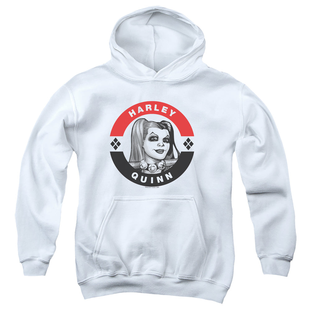AN OFFCIALLY LICENSED BATMAN HARLEY PRESIDENT CIRCLE YOUTH HOODIE WHITE