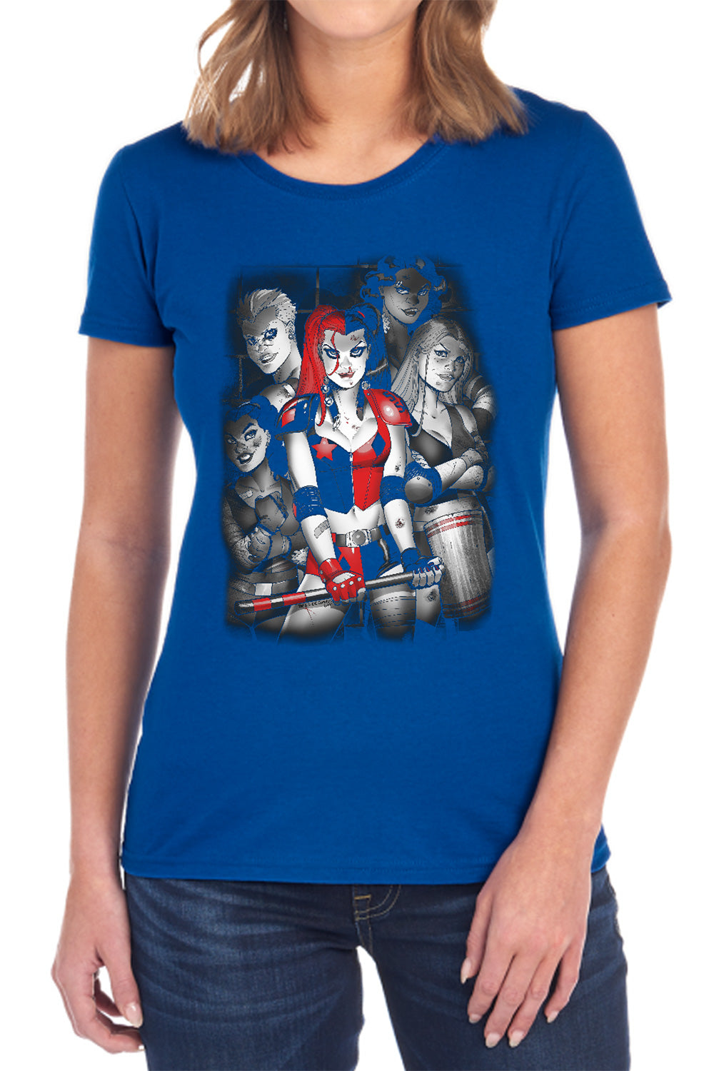 AN OFFCIALLY LICENSED BATMAN BAD GALS BW WOMEN'S REGULAR FIT T-SHIRT BLACK