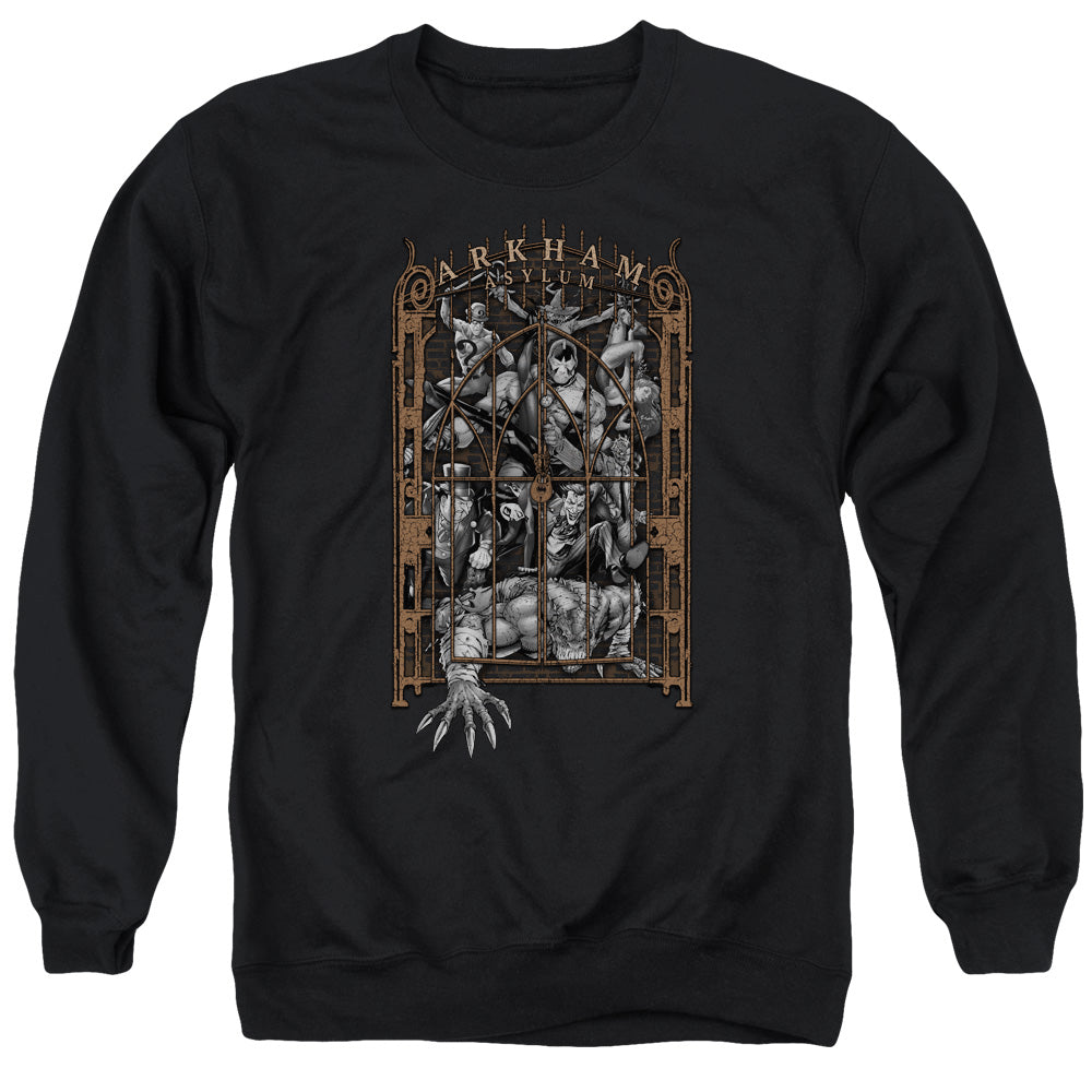 AN OFFCIALLY LICENSED BATMAN ARKHAMS GATE ADULT UNISEX CREWNECK SWEATSHIRT BLACK