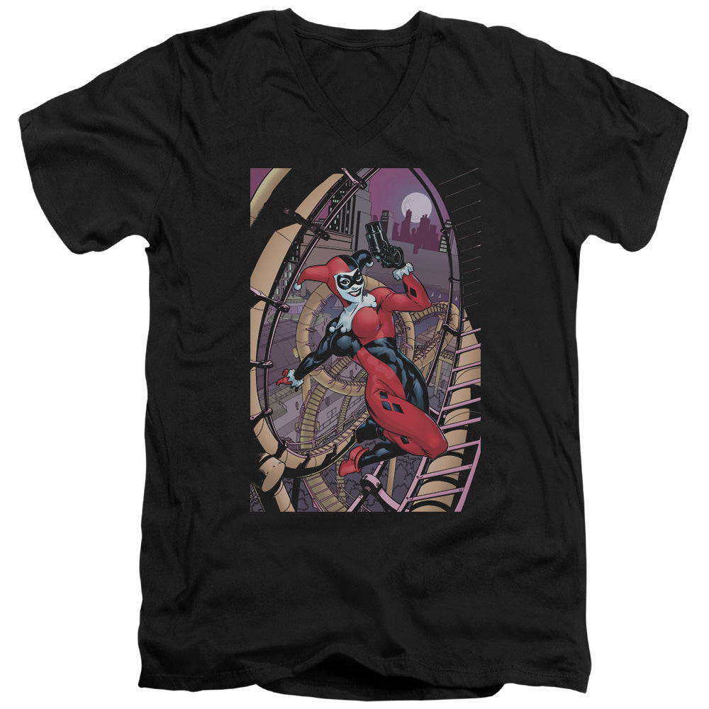 AN OFFCIALLY LICENSED BATMAN HARLEY FIRST MEN'S V-NECK T-SHIRT BLACK