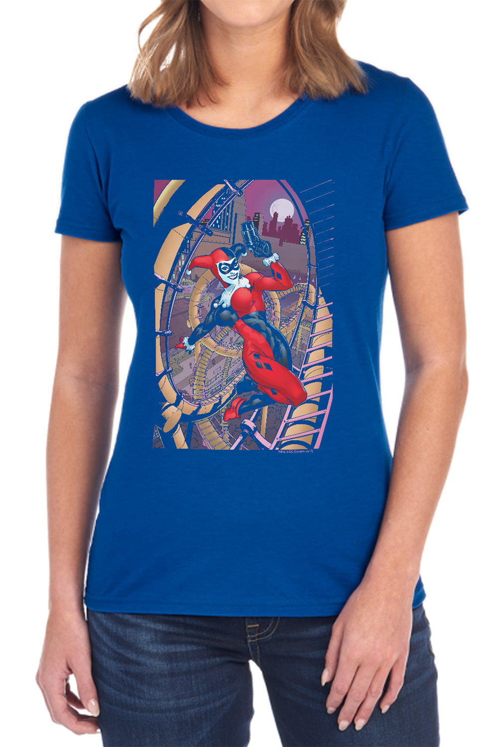 AN OFFCIALLY LICENSED BATMAN HARLEY FIRST WOMEN'S REGULAR FIT T-SHIRT BLACK