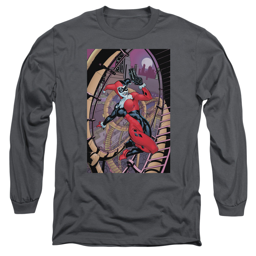 AN OFFCIALLY LICENSED BATMAN HARLEY FIRST MEN'S LONG SLEEVE T-SHIRT CHARCOAL