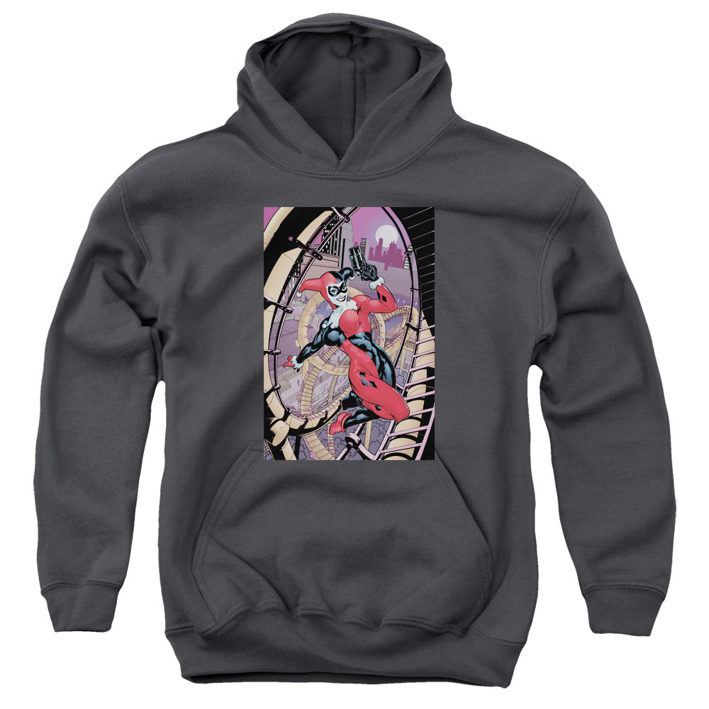 AN OFFCIALLY LICENSED BATMAN HARLEY FIRST YOUTH HOODIE CHARCOAL