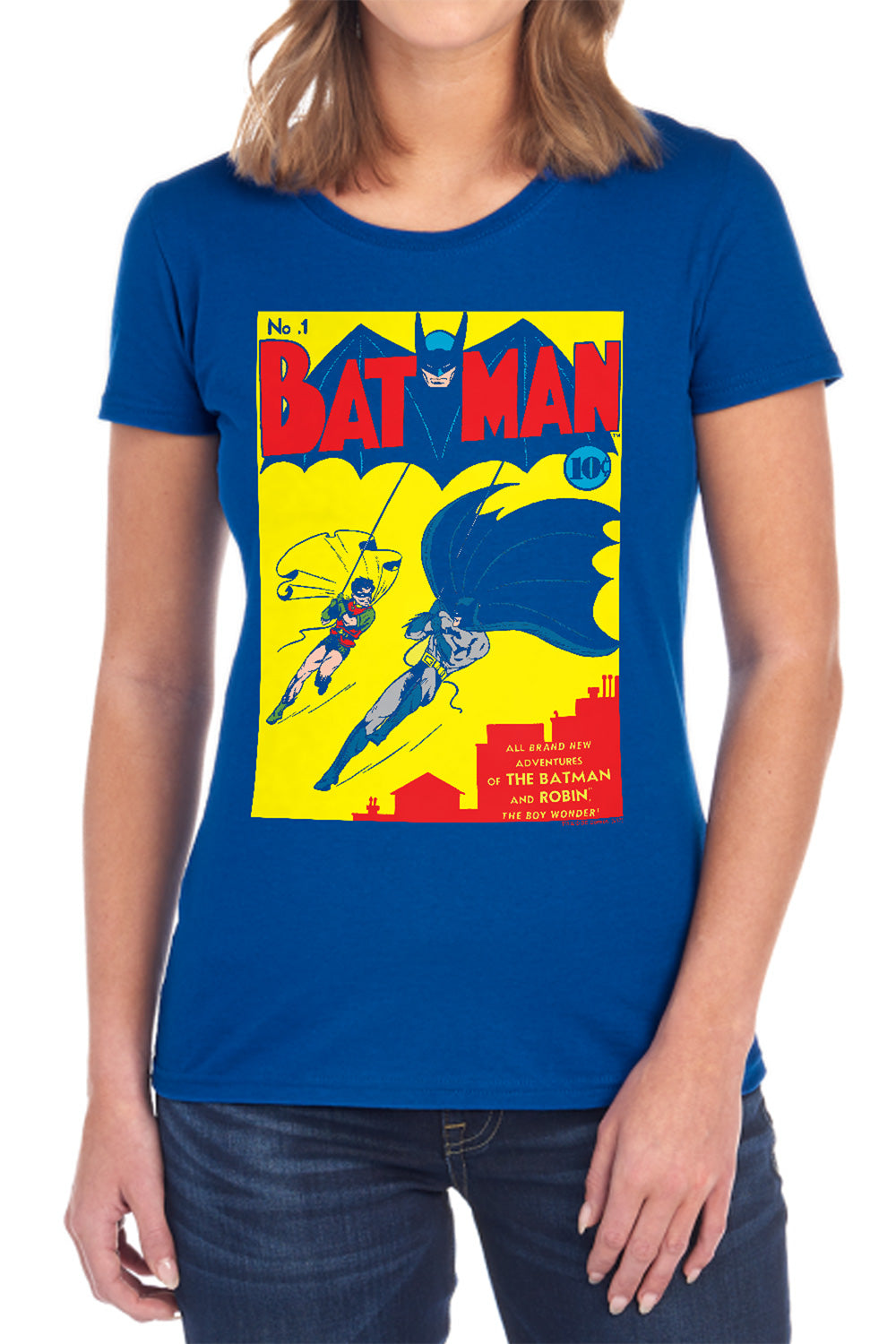 AN OFFCIALLY LICENSED BATMAN BATMAN FIRST WOMEN'S REGULAR FIT T-SHIRT BLACK