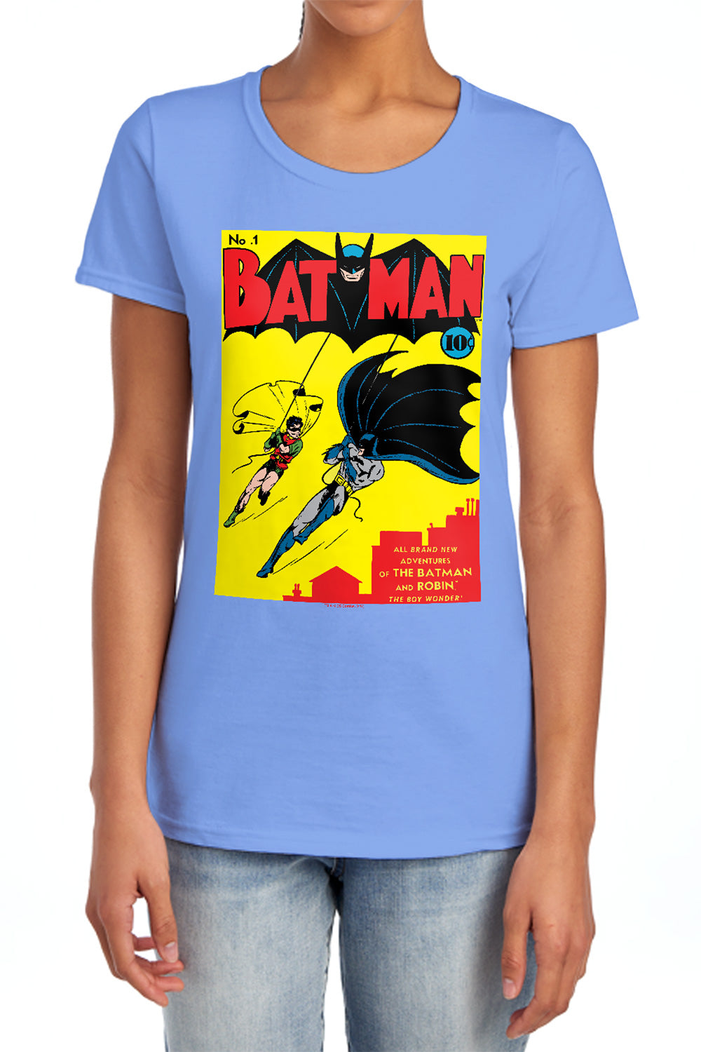 AN OFFCIALLY LICENSED BATMAN BATMAN FIRST WOMEN'S REGULAR FIT T-SHIRT CHARCOAL