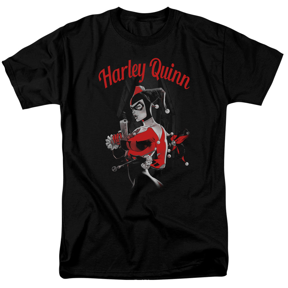 AN OFFCIALLY LICENSED BATMAN SPRING GUN MEN'S REGULAR FIT T-SHIRT BLACK