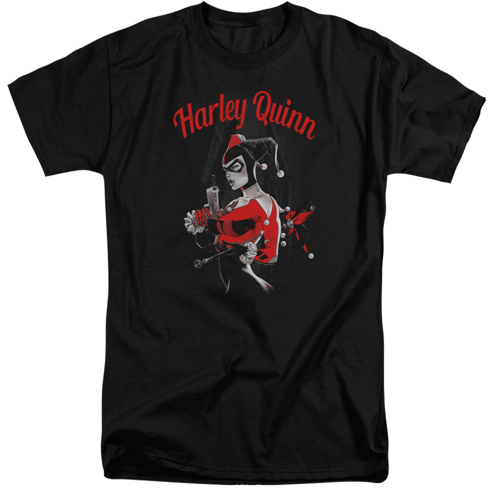 AN OFFCIALLY LICENSED BATMAN SPRING GUN MEN'S TALL FIT T-SHIRT BLACK